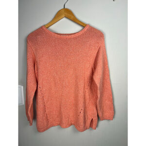 Women's J.Jill Sweater Orange/White Knit Size M Petite
